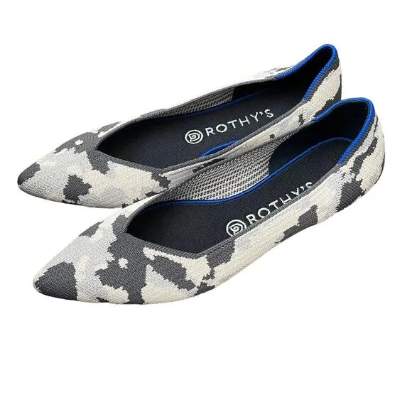 Rothy’s Pointed Flats Size 9 Camo The Point Ash Grey Retired
