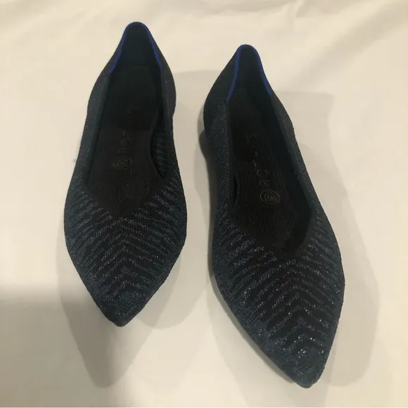 Rothys Pointed Toe Metallic Animal Print Flats, 9.5