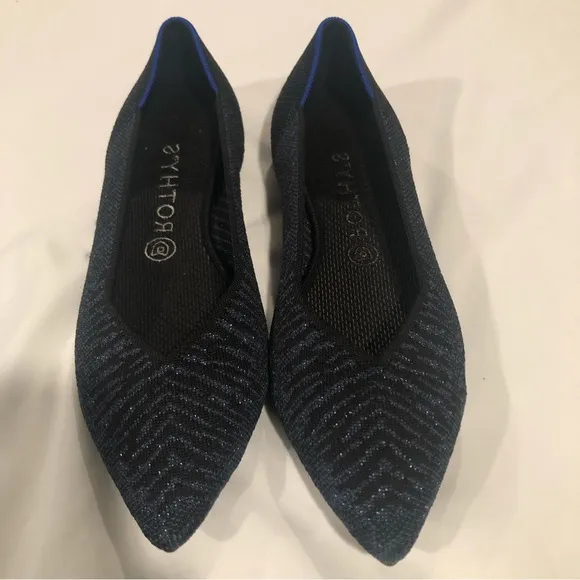 Rothys Pointed Toe Metallic Animal Print Flats, 9.5