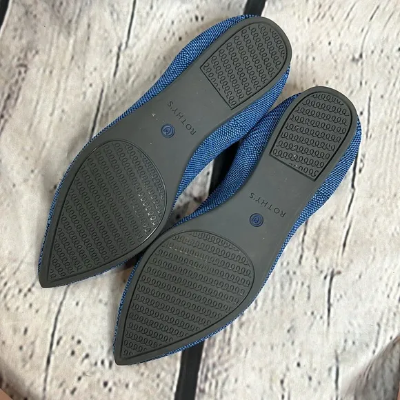 Rothy's RARE Lapis Blue Navy Python The Point Flats Size 7.5 Excellent Condition