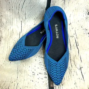 Rothy's RARE Lapis Blue Navy Python The Point Flats Size 7.5 Excellent Condition