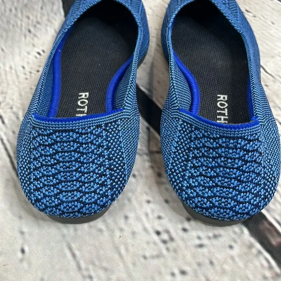 Rothy's RARE Lapis Blue Navy Python The Point Flats Size 7.5 Excellent Condition