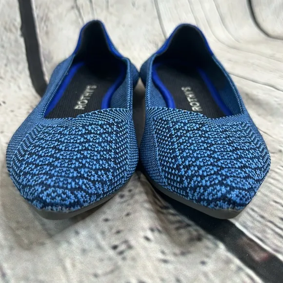 Rothy's RARE Lapis Blue Navy Python The Point Flats Size 7.5 Excellent Condition