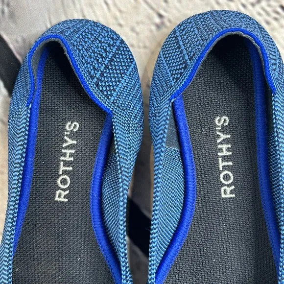 Rothy's RARE Lapis Blue Navy Python The Point Flats Size 7.5 Excellent Condition