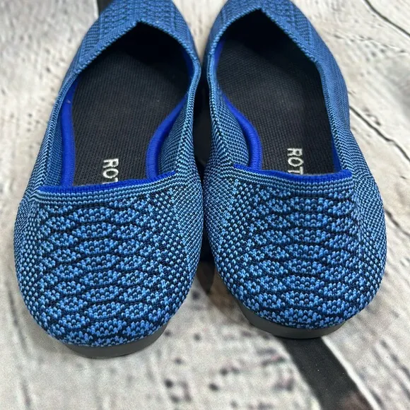 Rothy's RARE Lapis Blue Navy Python The Point Flats Size 7.5 Excellent Condition