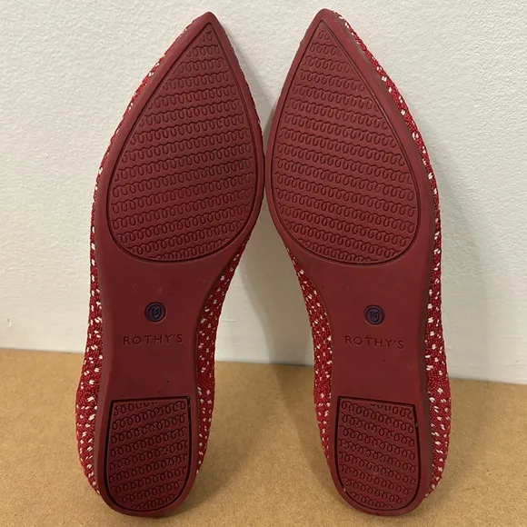 Rothy’s Red Apple Honeycomb Pointed Toe Ballet Flats Size 7