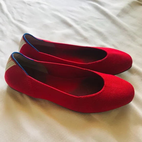 Rothy's Red Flats Sleek Minimalist Design