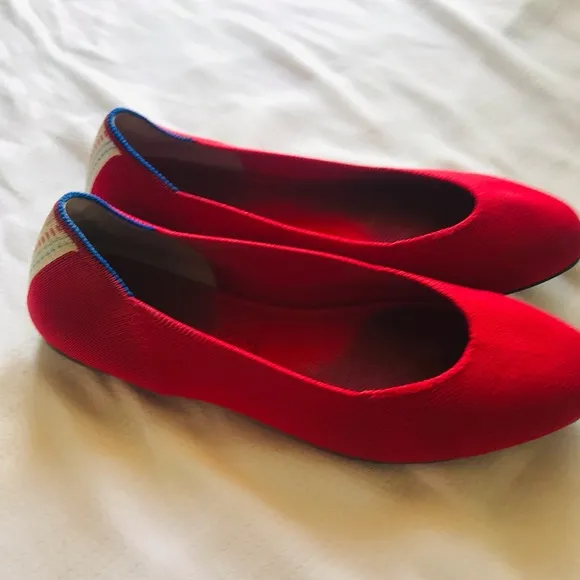 Rothy's Red Flats Sleek Minimalist Design