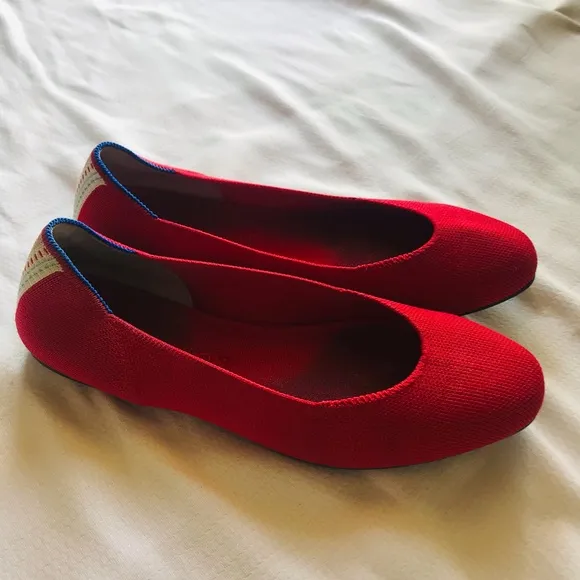 Rothy's Red Flats Sleek Minimalist Design