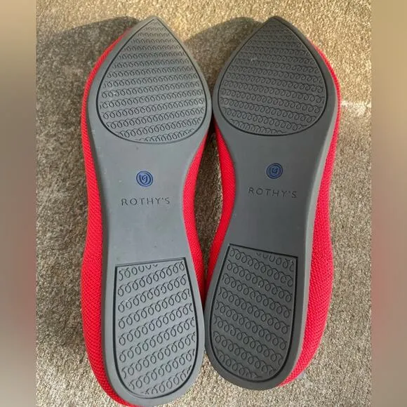 Rothy’s Red/Flame? Pointed Toe Ballet Flats Shoes Women’s 8.5