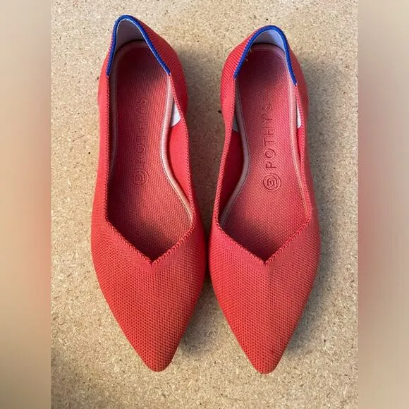 Rothy’s Red/Flame? Pointed Toe Ballet Flats Shoes Women’s 8.5