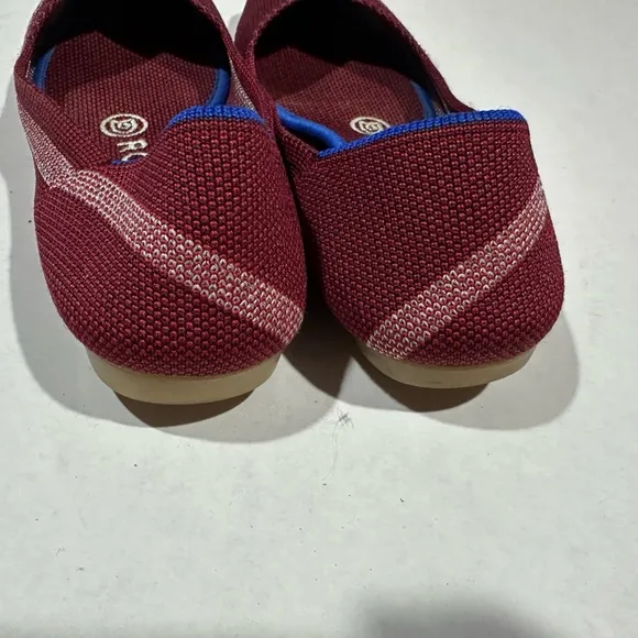 Rothy’s Retired Garnet Red Reflective Stripe Pointed Toe Flats Women’s Size 6