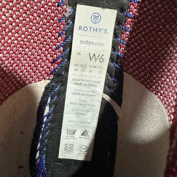 Rothy’s Retired Garnet Red Reflective Stripe Pointed Toe Flats Women’s Size 6