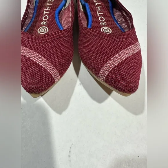 Rothy’s Retired Garnet Red Reflective Stripe Pointed Toe Flats Women’s Size 6