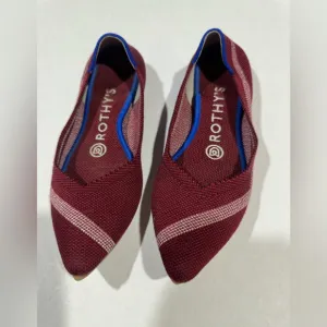 Rothy’s Retired Garnet Red Reflective Stripe Pointed Toe Flats Women’s Size 6