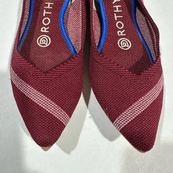 Rothy’s Retired Garnet Red Reflective Stripe Pointed Toe Flats Women’s Size 6