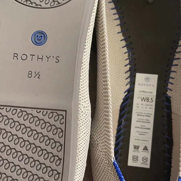 Rothys round toe size 8.5 light gray woman’s flat shoes