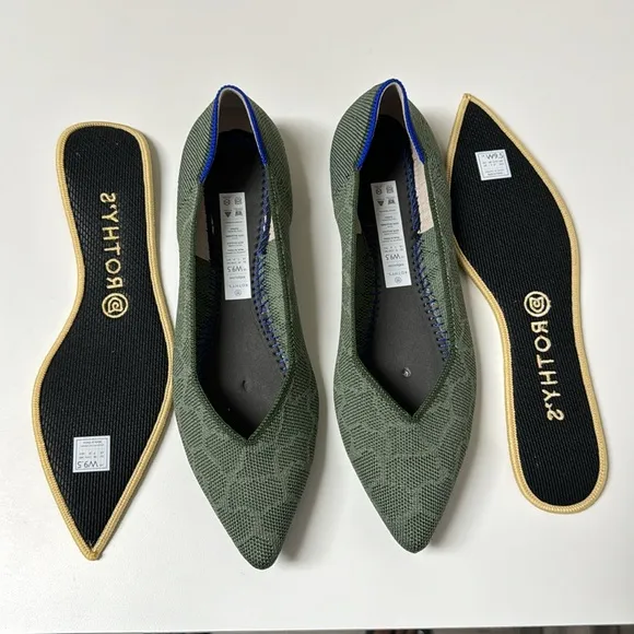 Rothy’s Safari Green Pointed Flats