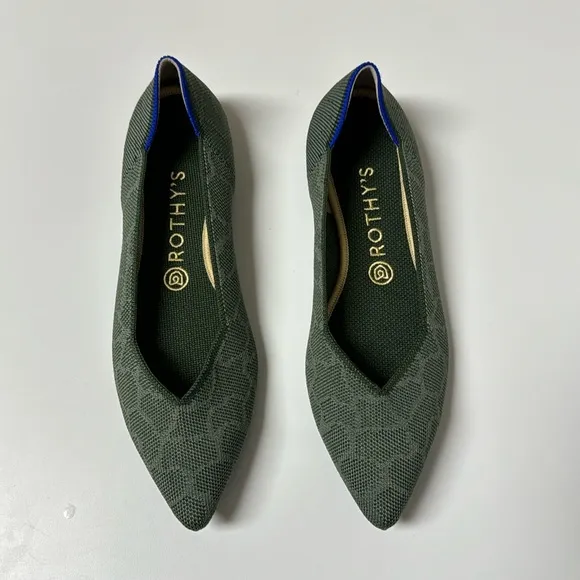 Rothy’s Safari Green Pointed Flats