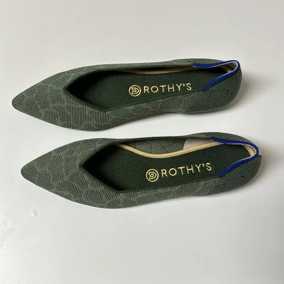 Rothy’s Safari Green Pointed Flats