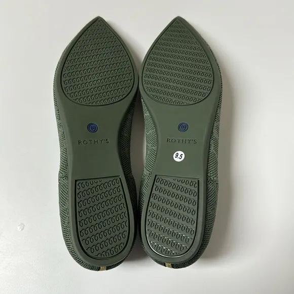 Rothy’s Safari Green Pointed Flats