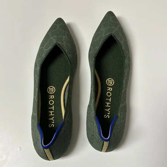 Rothy’s Safari Green Pointed Flats