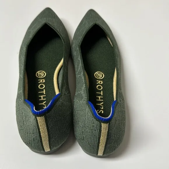 Rothy’s Safari Green Pointed Flats