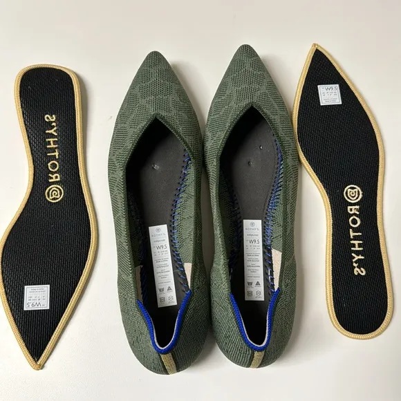 Rothy’s Safari Green Pointed Flats