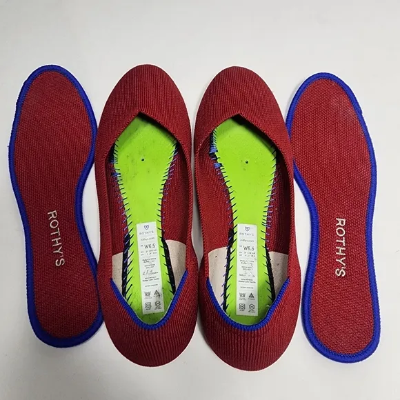 Rothy's Scooter Red The Flats Comfort Ballet Shoes Round Toe Women's Size‎ W 6.5