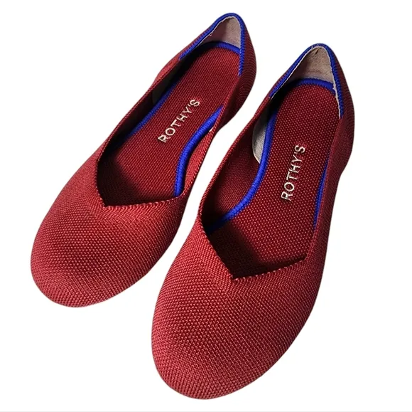 Rothy's Scooter Red The Flats Comfort Ballet Shoes Round Toe Women's Size‎ W 6.5