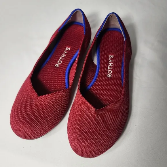 Rothy's Scooter Red The Flats Comfort Ballet Shoes Round Toe Women's Size‎ W 6.5