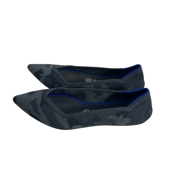 Rothy's Shoes Pointed Toe Flats Washable Eco Friendly Gray Charcoal Camo US W8.5