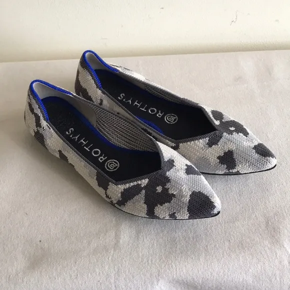 Rothy’s Size 7.5 The Point retired print Ash grey camo pointed toe flat shoe