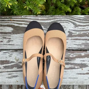 Rothy's Tan and Black Mary Jane Heels, size 6.5