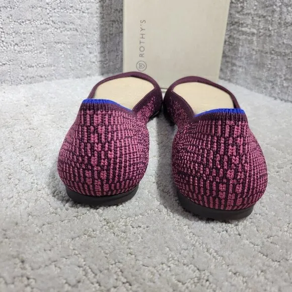 Rothys The Flat Burgundy Fig Phyton Round Toe Slip on Shoes Multiple Sizes