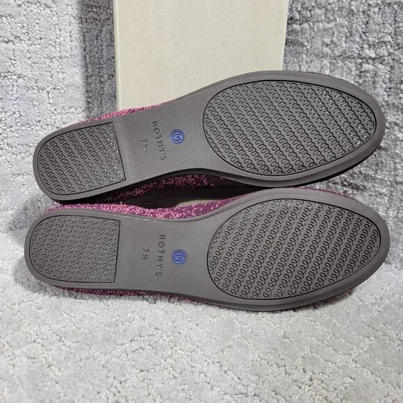 Rothys The Flat Burgundy Fig Phyton Round Toe Slip on Shoes Multiple Sizes