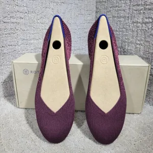 Rothys The Flat Burgundy Fig Phyton Round Toe Slip on Shoes Multiple Sizes