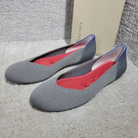 Rothy's The Flat Charcoal Gray Round Toe Slip On Shoes Women's Multiple Sizes