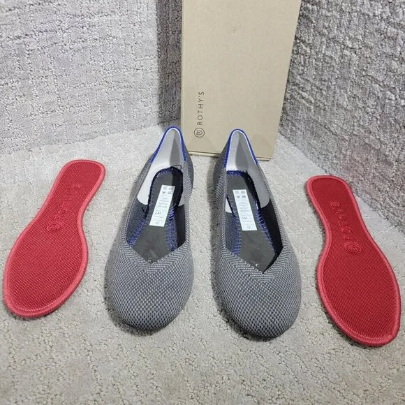Rothy's The Flat Charcoal Gray Round Toe Slip On Shoes Women's Multiple Sizes