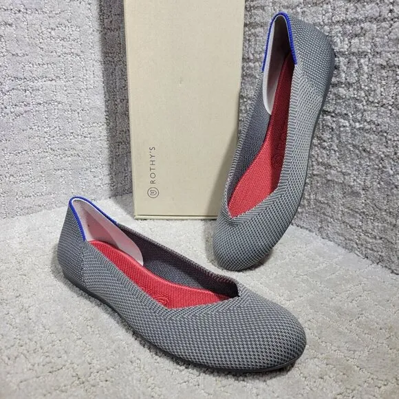 Rothy's The Flat Charcoal Gray Round Toe Slip On Shoes Women's Multiple Sizes