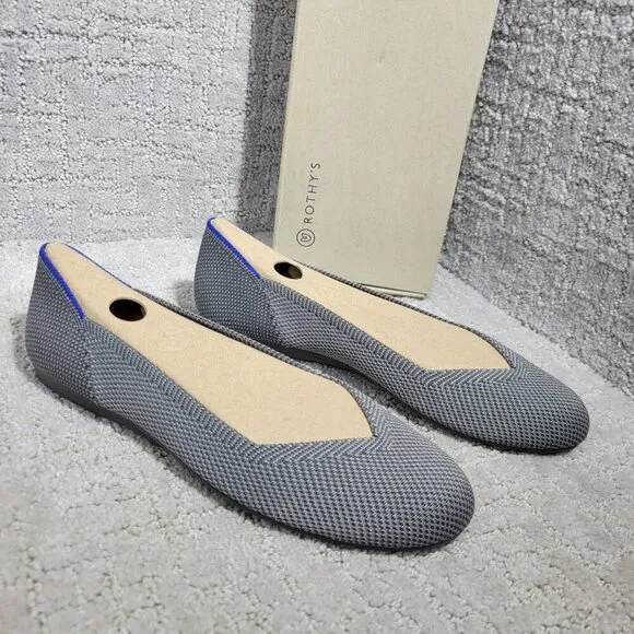 Rothy's The Flat Charcoal Gray Round Toe Slip On Shoes Women's Multiple Sizes