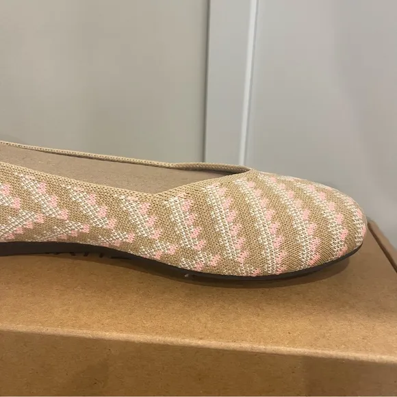 Rothy’s, the flat Golden hour, Stylish Women's Flats in Pink and Tan, Size 8.5