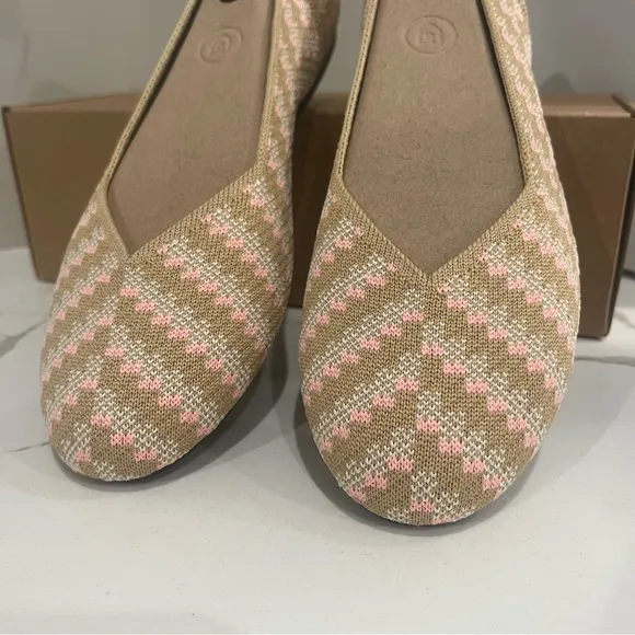 Rothy’s, the flat Golden hour, Stylish Women's Flats in Pink and Tan, Size 8.5