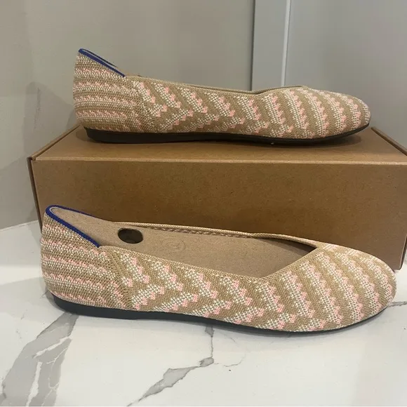 Rothy’s, the flat Golden hour, Stylish Women's Flats in Pink and Tan, Size 8.5