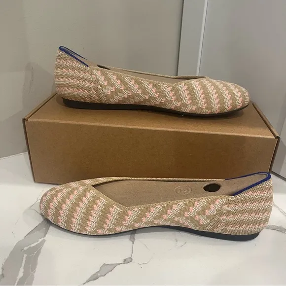 Rothy’s, the flat Golden hour, Stylish Women's Flats in Pink and Tan, Size 8.5