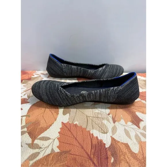 Rothy’s The Flat Grey Stripe Round Toe Slip-on Ballet Flats  Women's Size 7.5