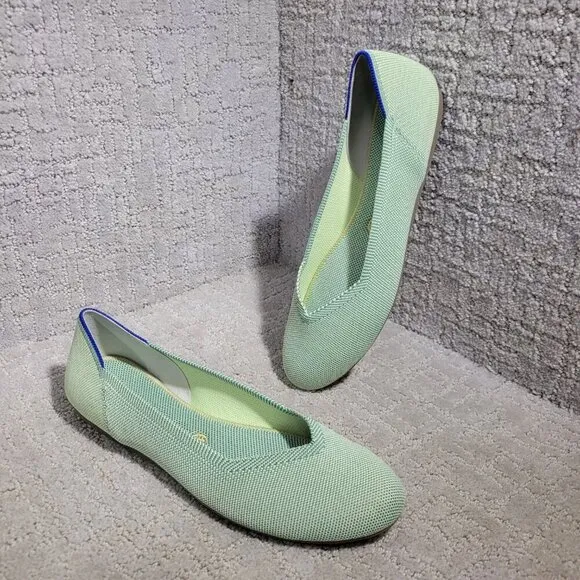 Rothys The Flat Women's Size 10.5 US Mint Green Round Toe Slip on Flat Shoes