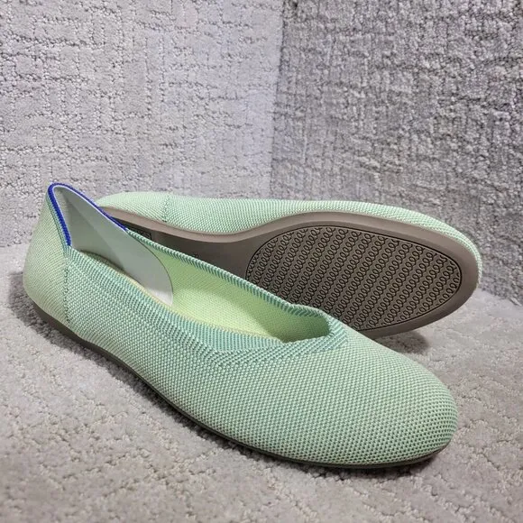 Rothys The Flat Women's Size 10.5 US Mint Green Round Toe Slip on Flat Shoes