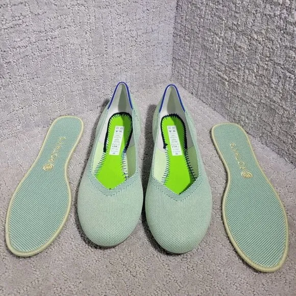 Rothys The Flat Women's Size 10.5 US Mint Green Round Toe Slip on Flat Shoes