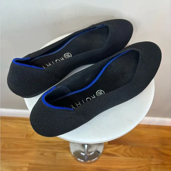 ROTHY'S The Flat Women's‎ Slip-On Shoes Classic Round Toe Black Ballet Core 10.5